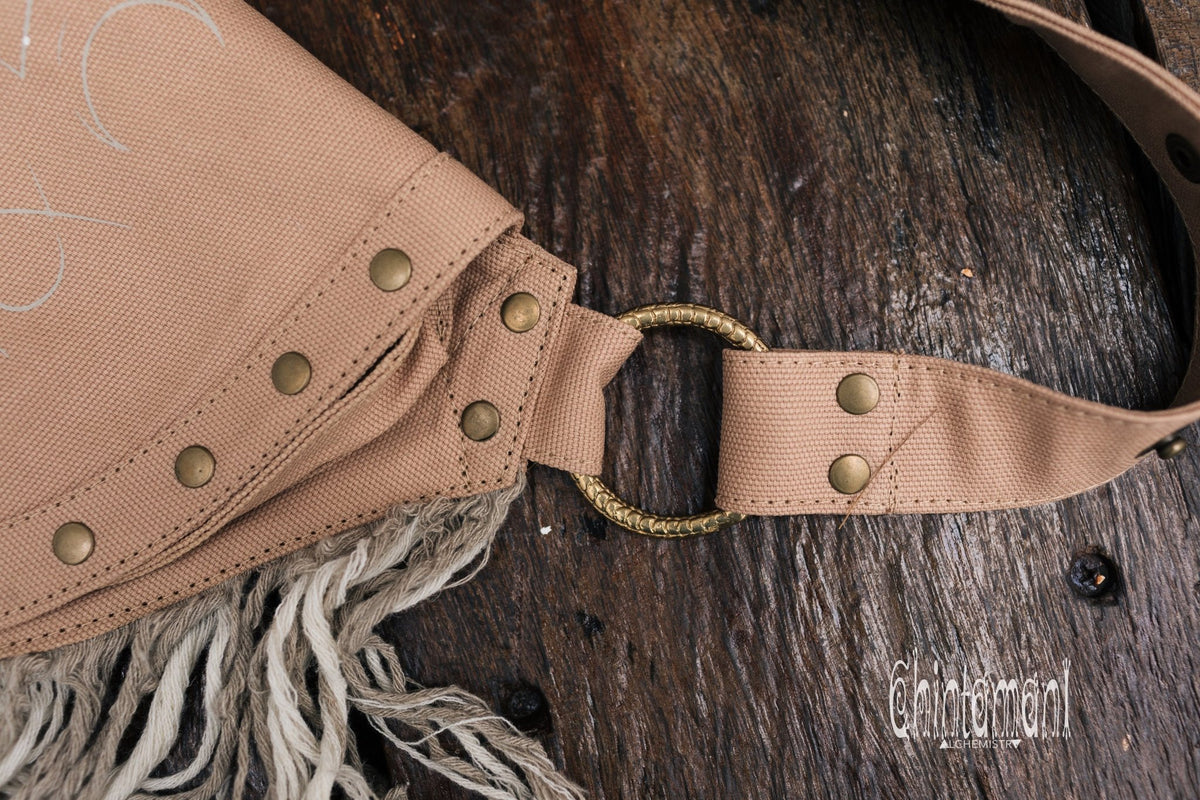 Fringe Cotton Canvas Vegan Waist Bag / Pocket Belt / Beige - ChintamaniAlchemi