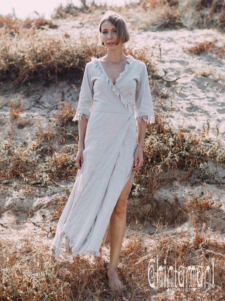 Wrap Boho Dress / Light Grey