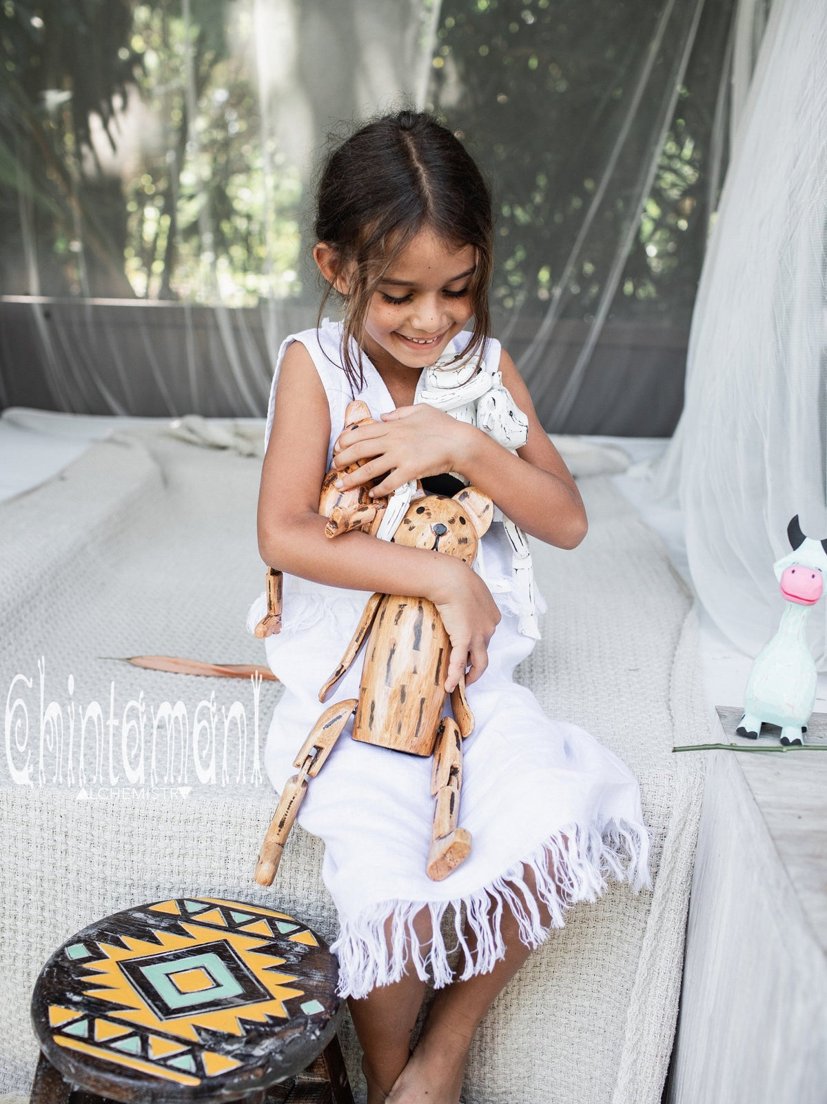 Girls Linen Dress Size 5 to 13 / Organic Tunic Tank Dress / White - ChintamaniAlchemi