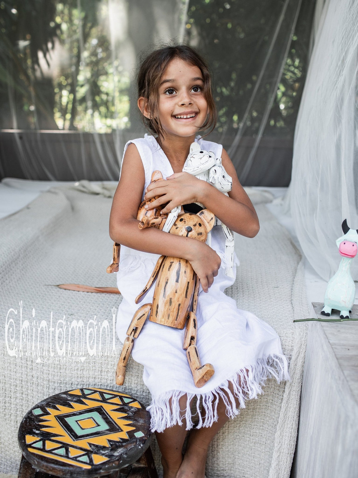 Girls Linen Dress Size 5 to 13 / Organic Tunic Tank Dress / White - ChintamaniAlchemi