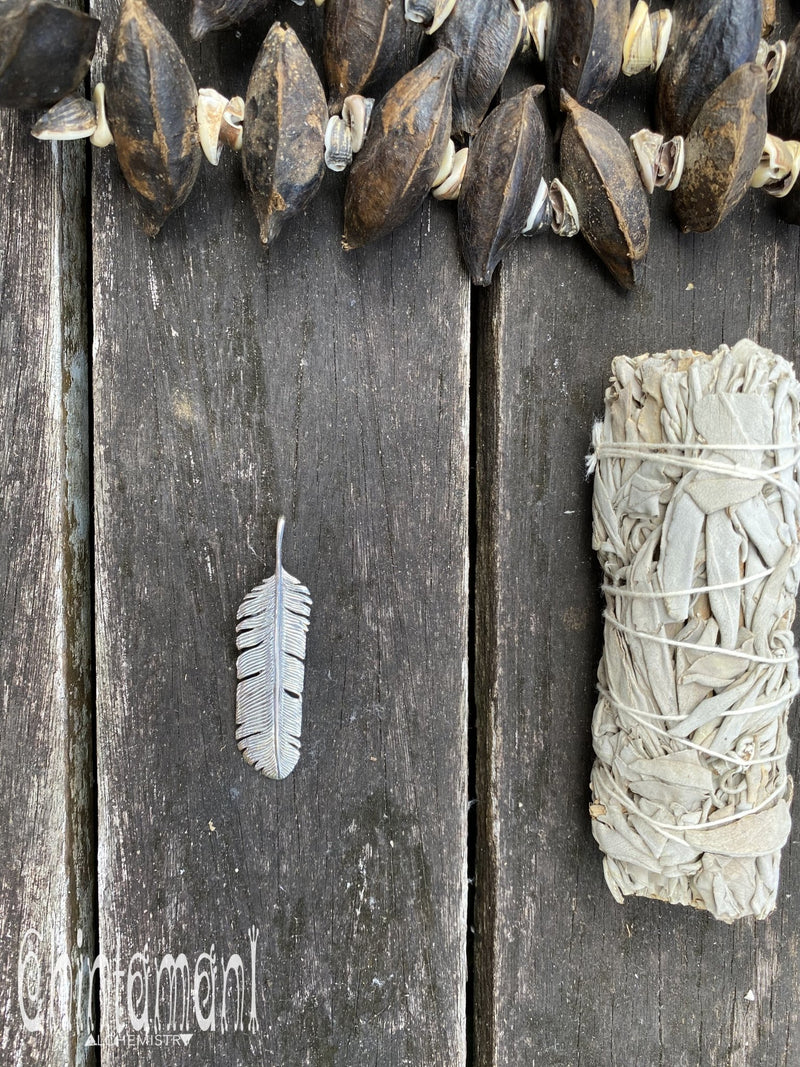 Hairy Feather Pendant / 925 Silver - ChintamaniAlchemi
