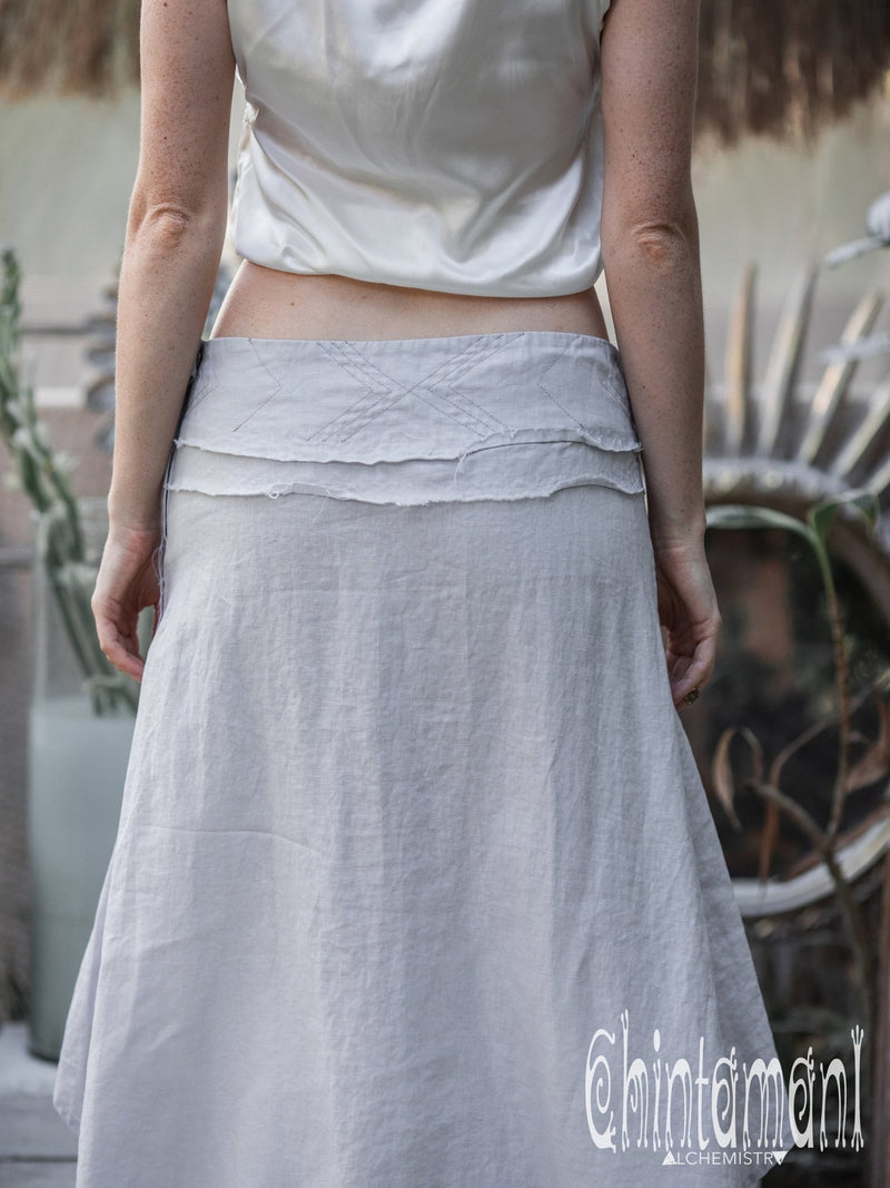 High Low Pure Linen Maxi Skirt / Grey - ChintamaniAlchemi