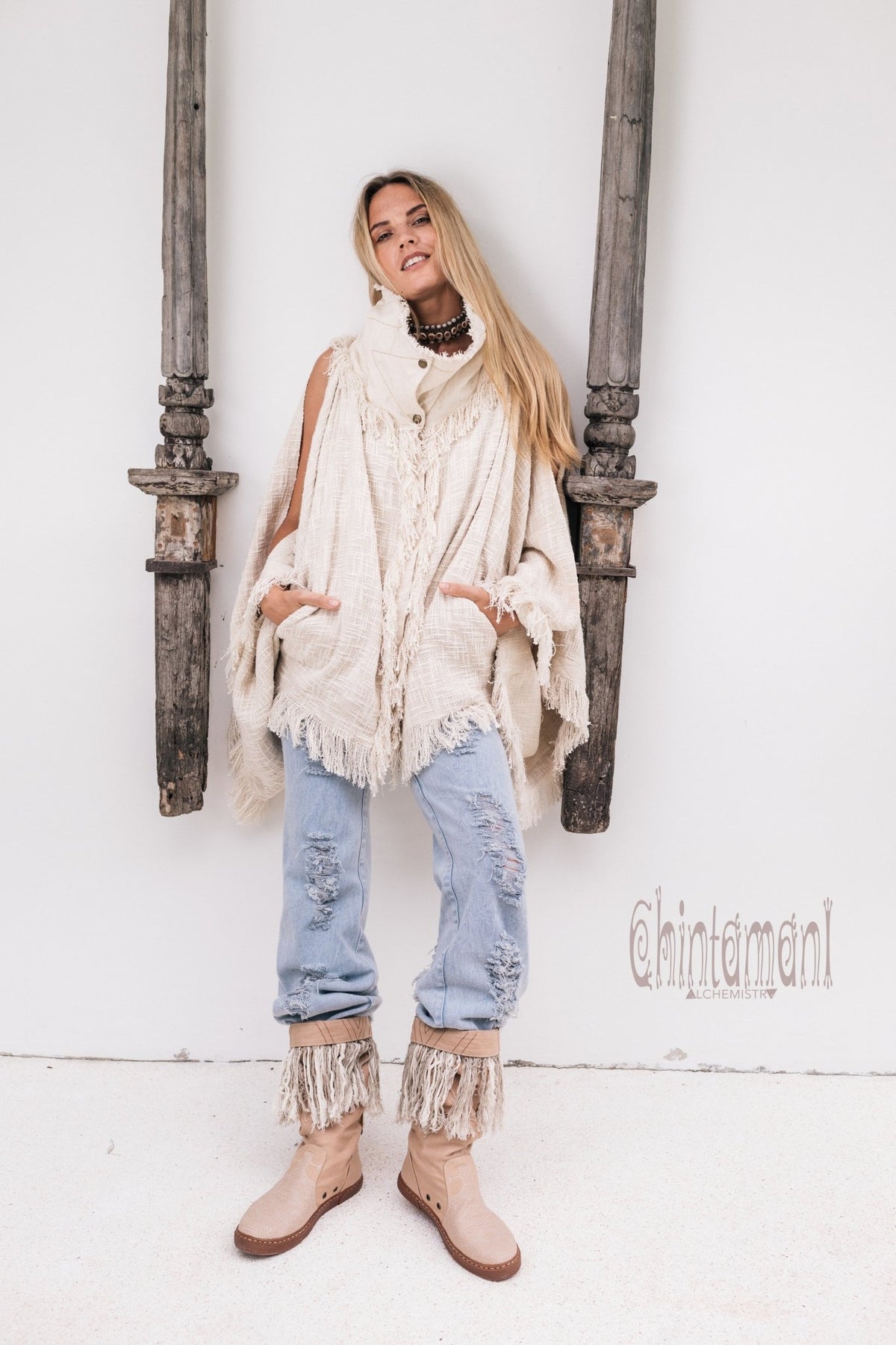 High Neck Cotton Jacket / Off White - ChintamaniAlchemi