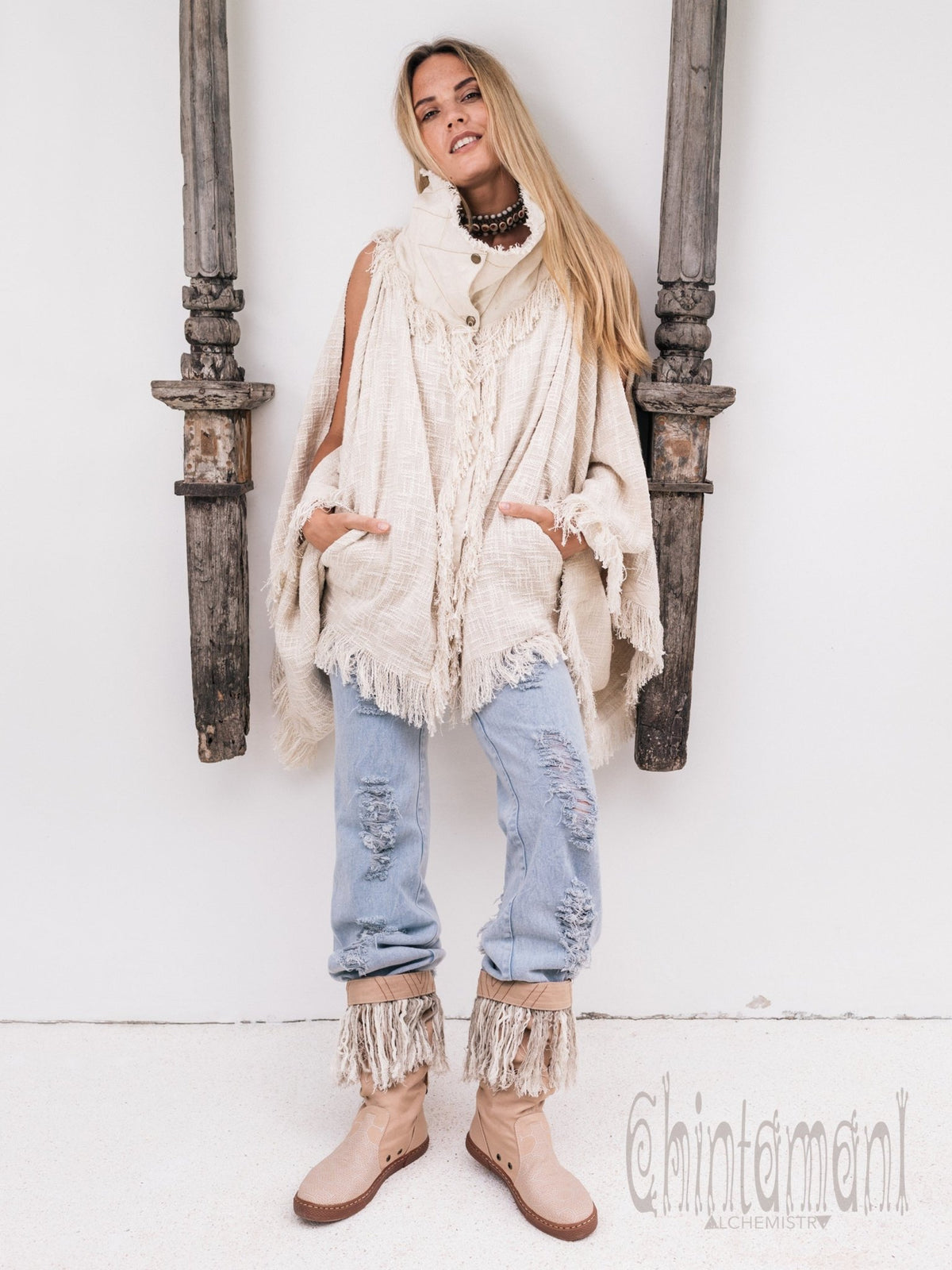 High Neck Cotton Jacket / Off White - ChintamaniAlchemi