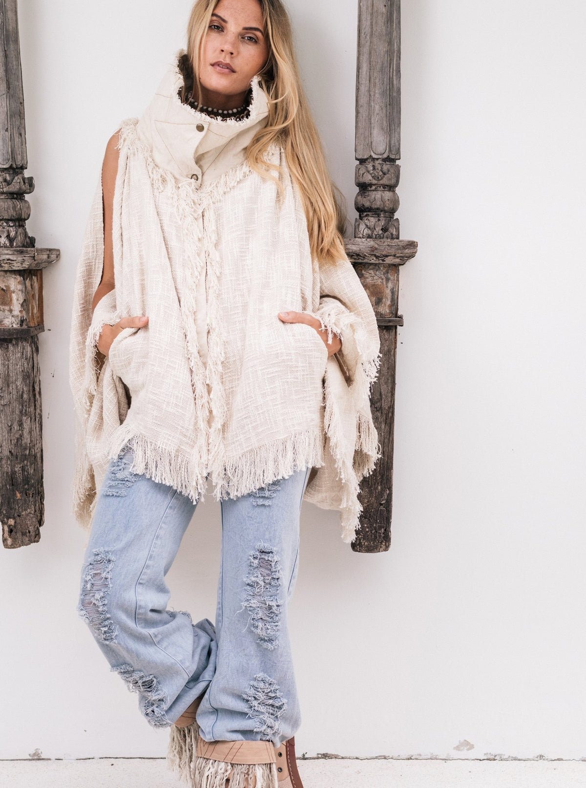 High Neck Cotton Jacket / Off White - ChintamaniAlchemi