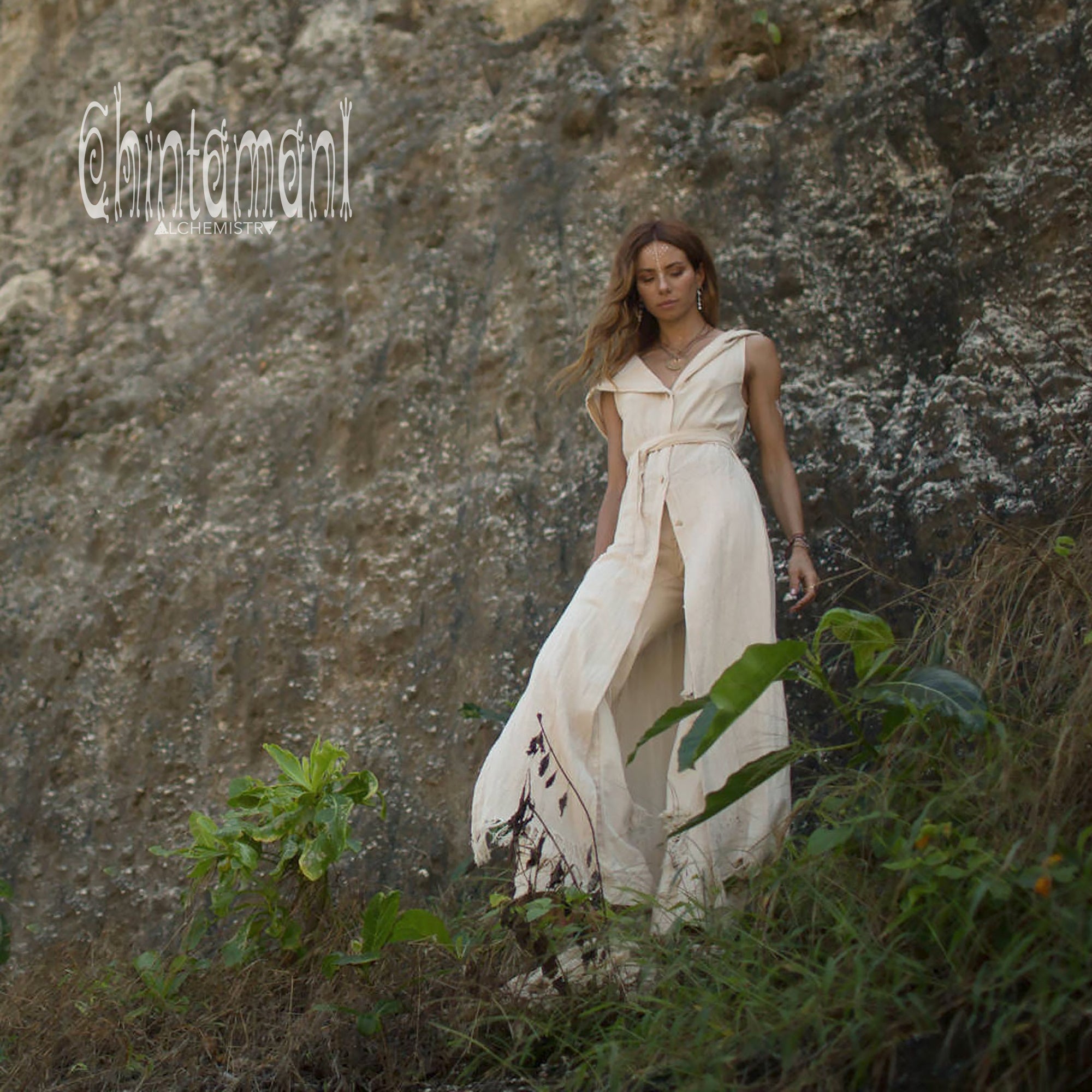 Gypsy Raw Cotton Sleeveless Long Wrap Dress / Beige – ChintamaniAlchemi