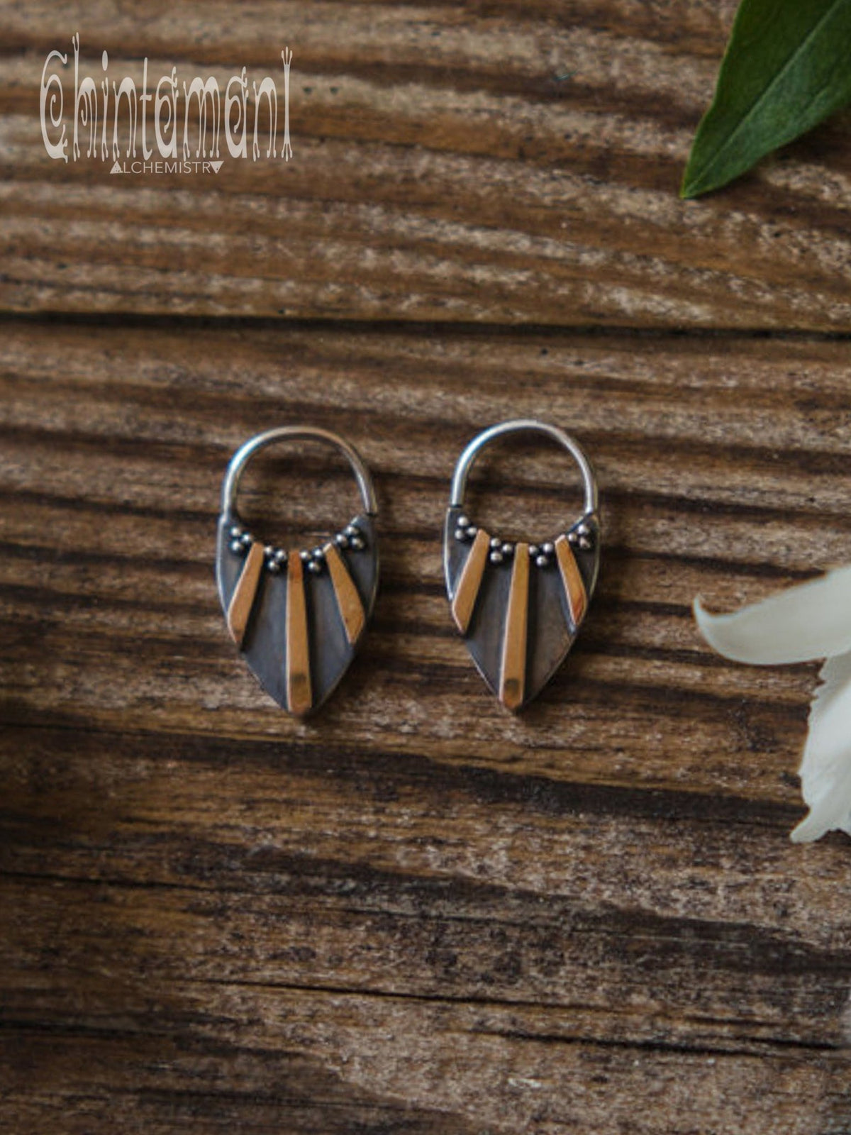 Huayruro Earrings / Sterling Silver 925 &amp; 20k Gold - ChintamaniAlchemi