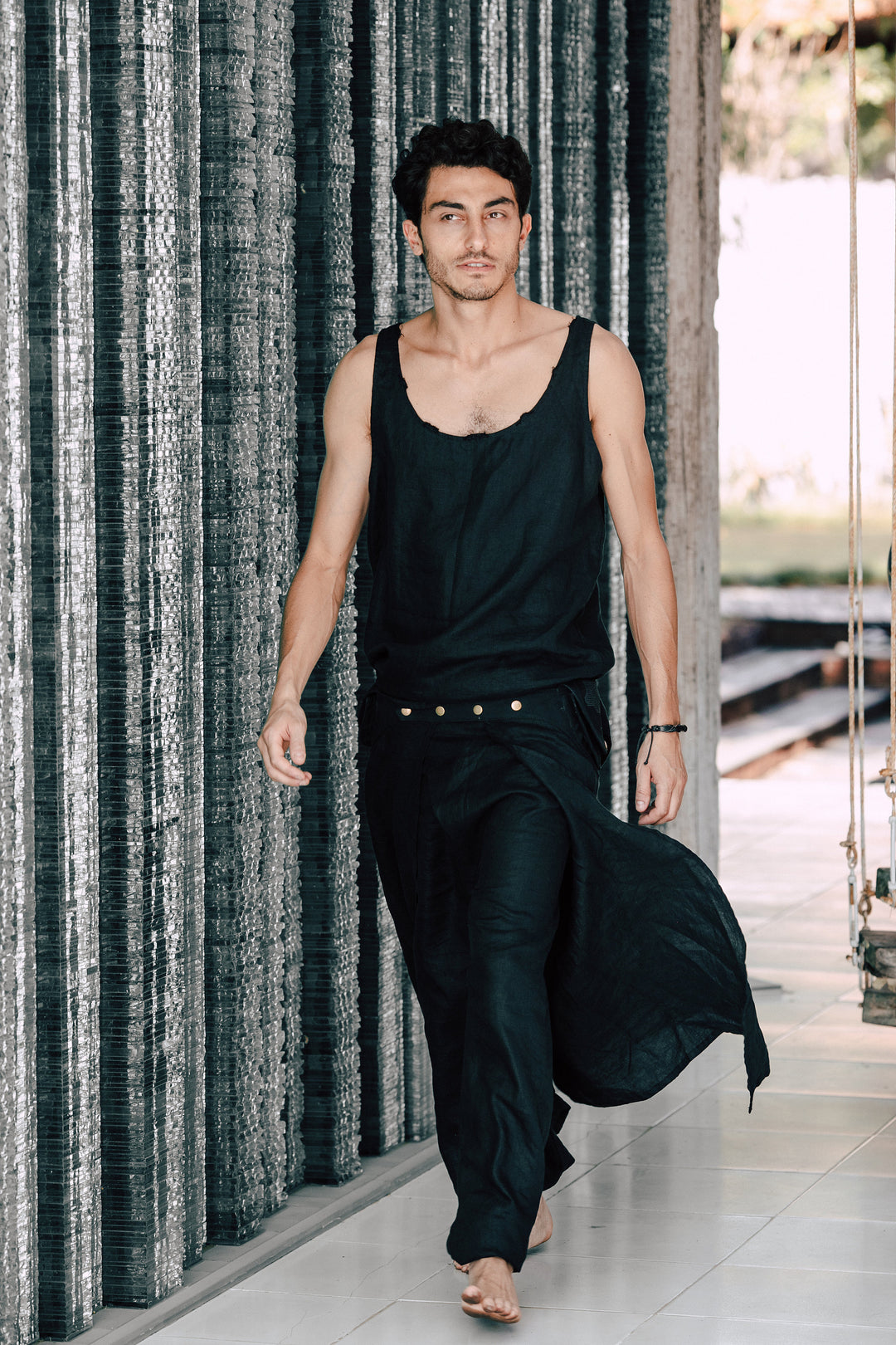 Men's Skirt Pants SET / Black