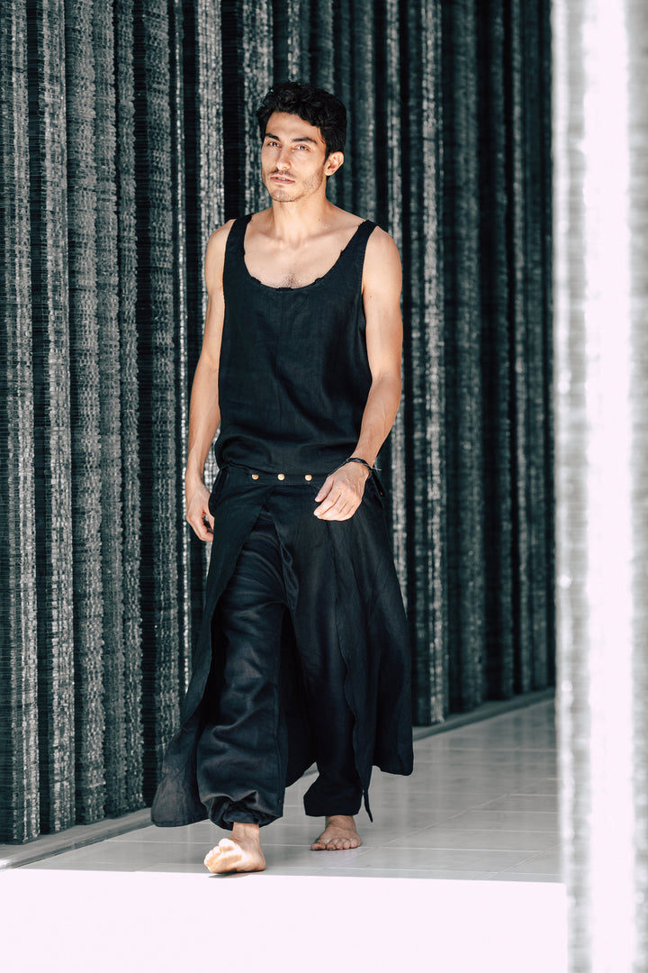 Men's Skirt Pants SET / Black