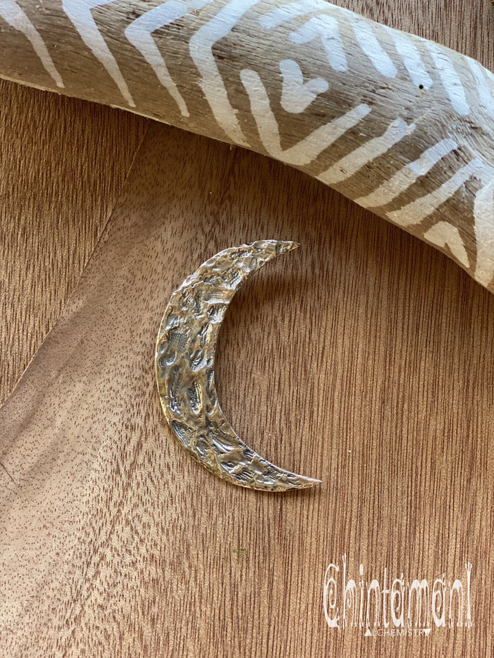 Large Half Moon Pendant Necklace / 925 Silver - ChintamaniAlchemi