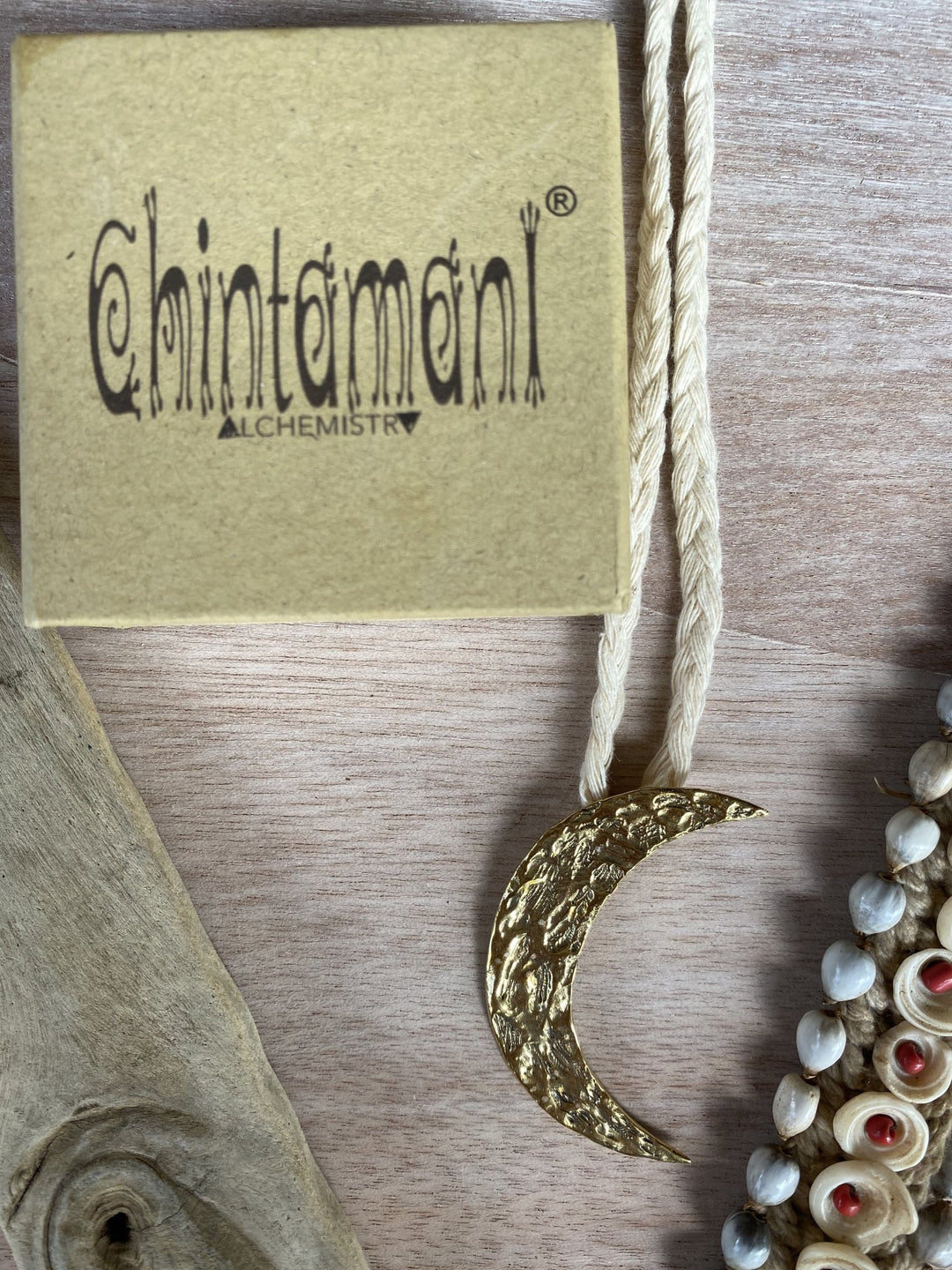 Large Half Moon Pendant Necklace / Brass - ChintamaniAlchemi