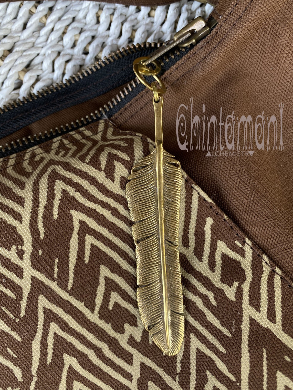 Large One Shoulder Crossbody Bag for Men / Brown - ChintamaniAlchemi