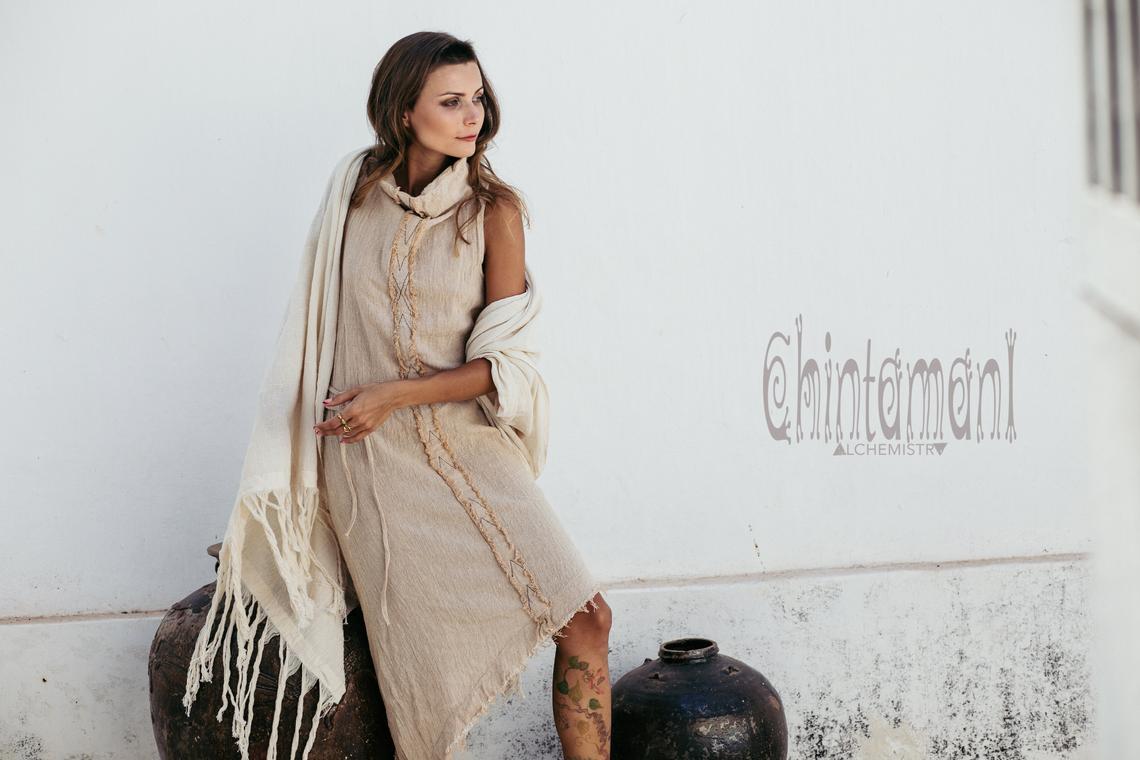 Long Fringe Boho Shawl / Bohemian Scarf Wrap / Off White - ChintamaniAlchemi