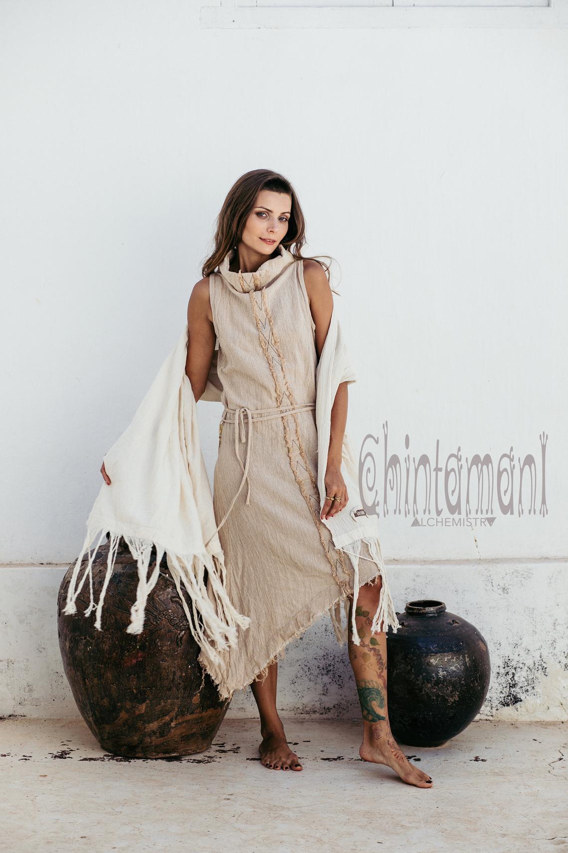 Long Fringe Boho Shawl / Bohemian Scarf Wrap / Off White - ChintamaniAlchemi