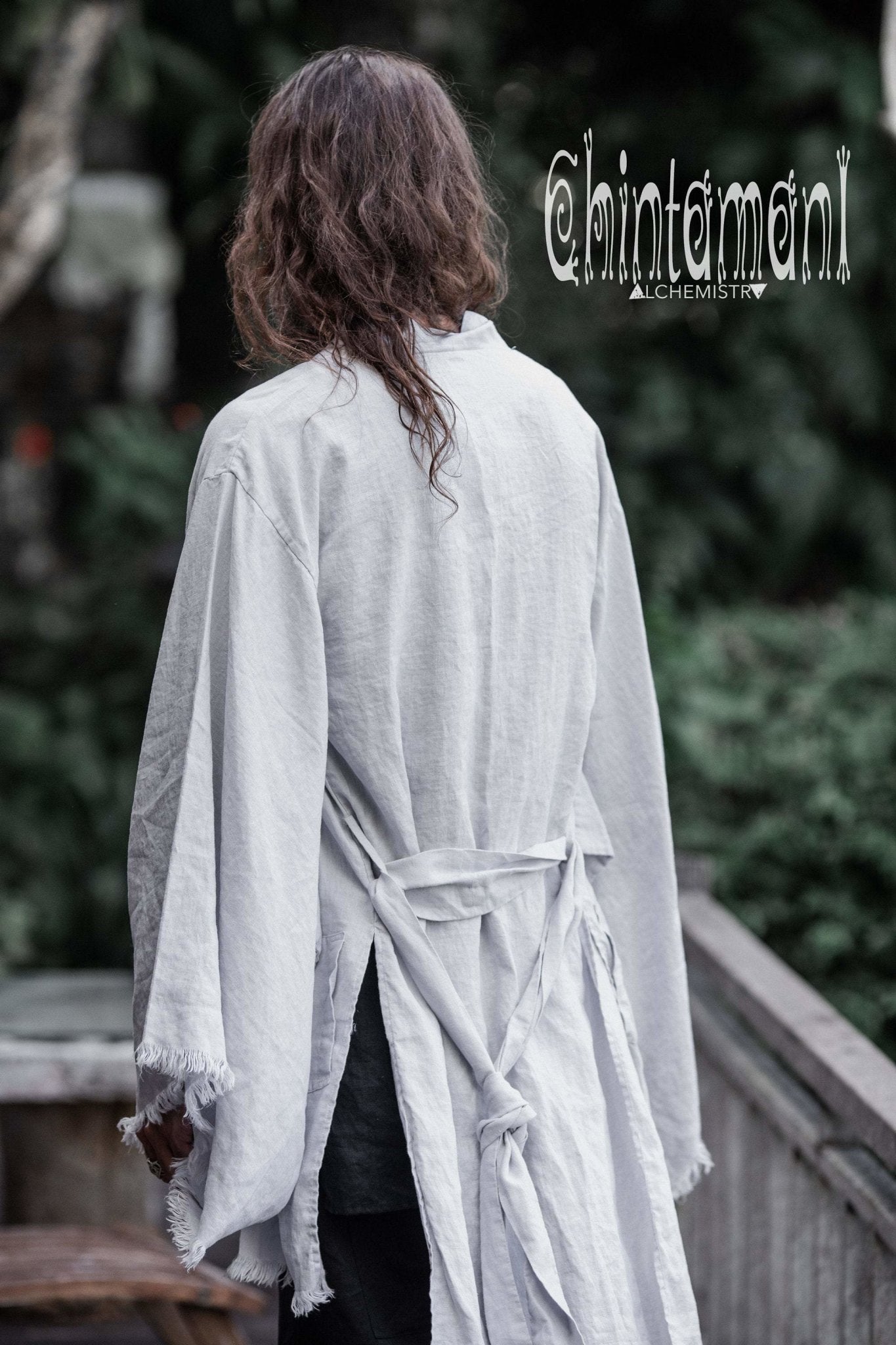 Long Linen Japanese Kimono Robe / Cardigan for Men / Grey –  ChintamaniAlchemi