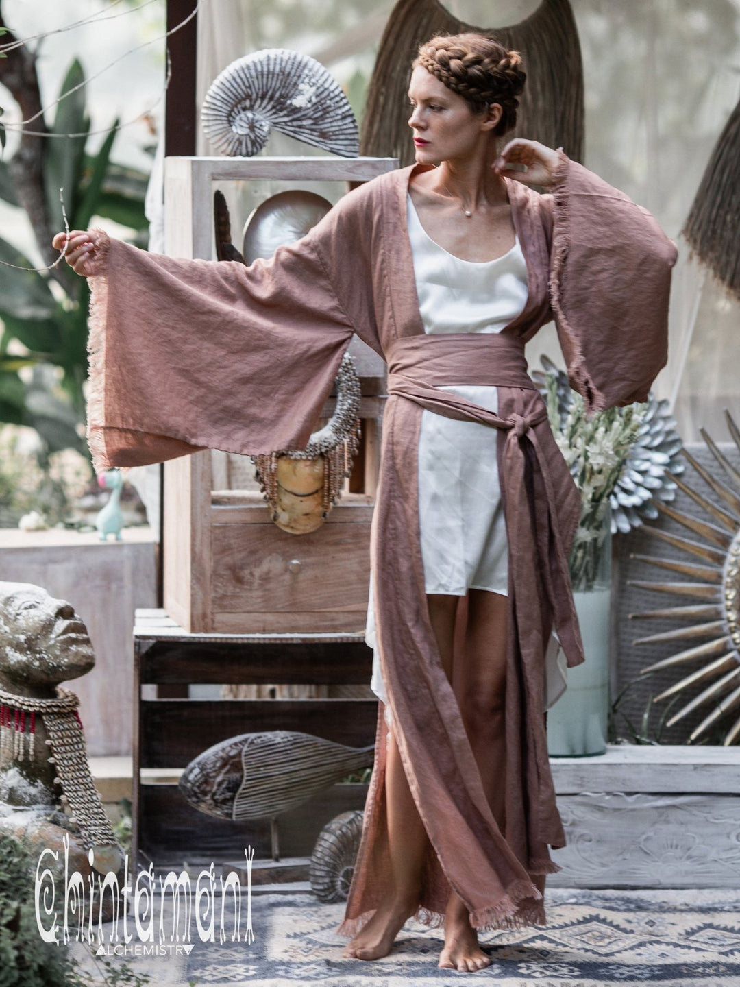 kimono dress linen Hana Linen Kimono Dress