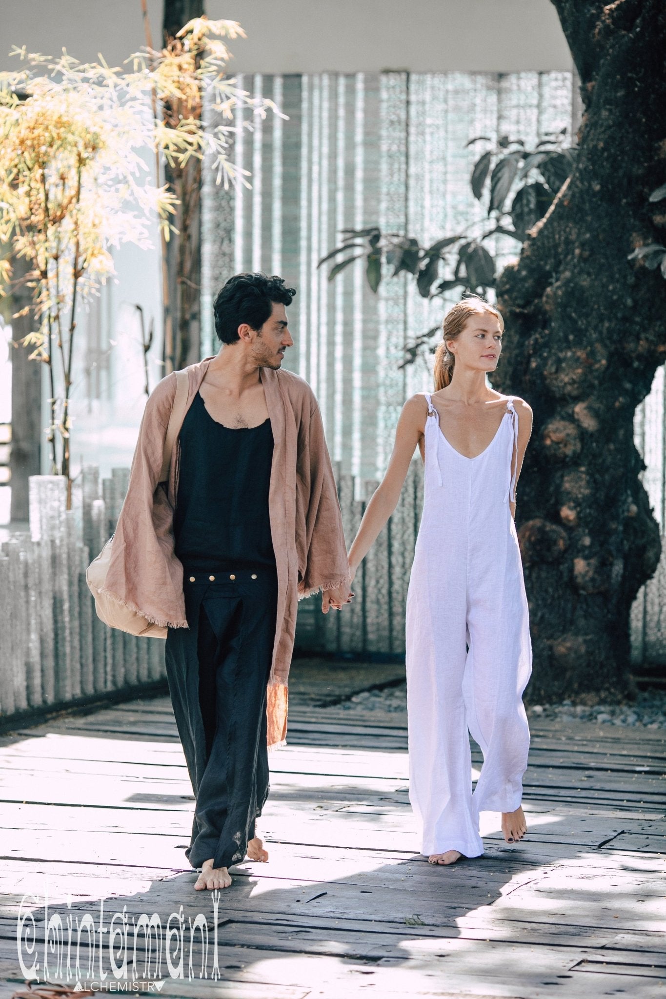 Long Linen Jumpsuit / White - ChintamaniAlchemi