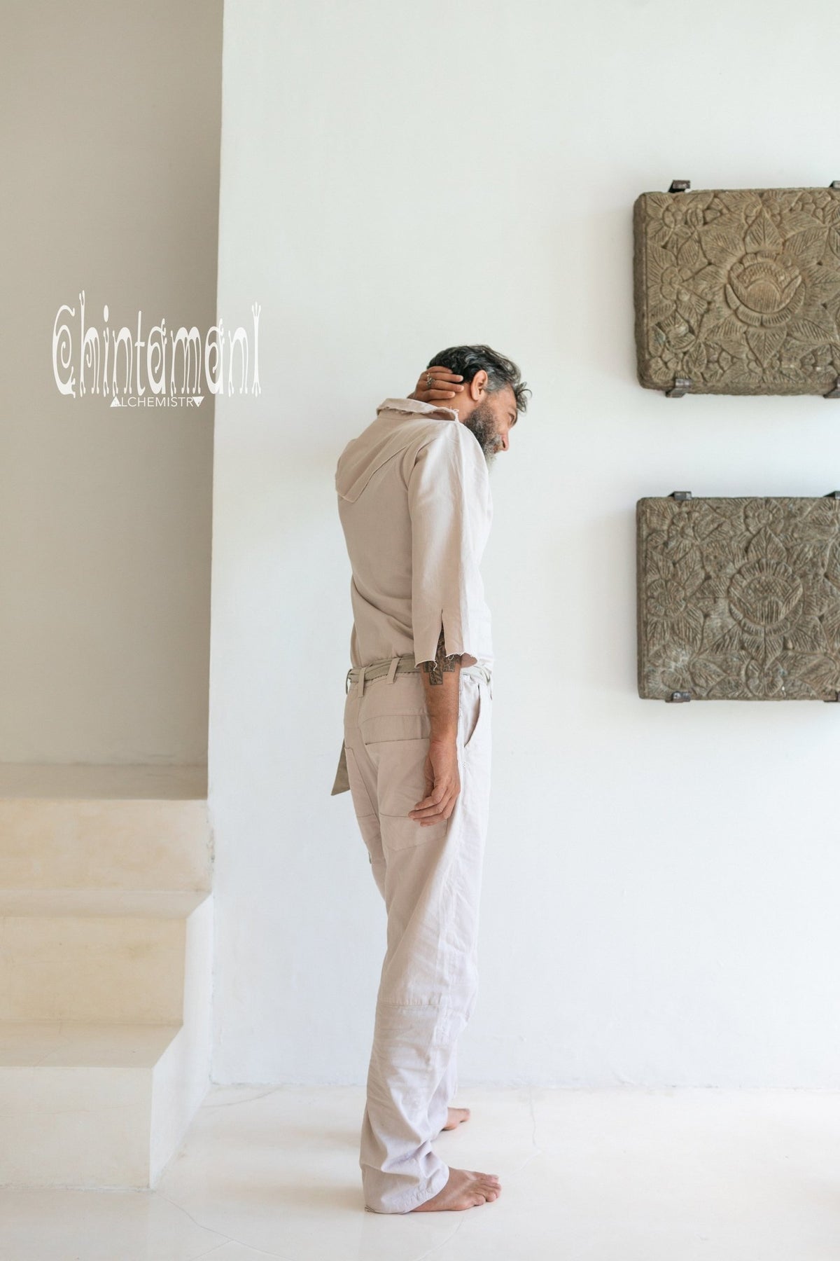 Long Overalls for Men / Coverall Jumpsuit with Belt / Gray - ChintamaniAlchemi