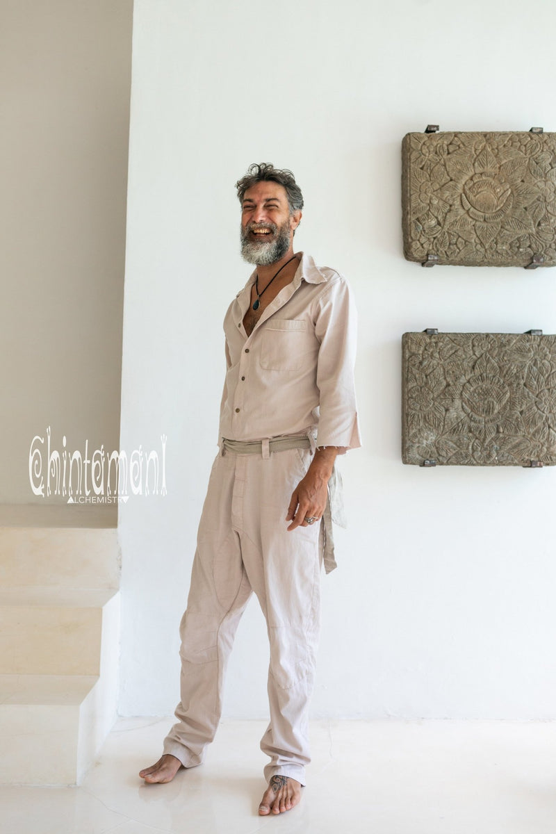 Long Overalls for Men / Coverall Jumpsuit with Belt / Gray - ChintamaniAlchemi