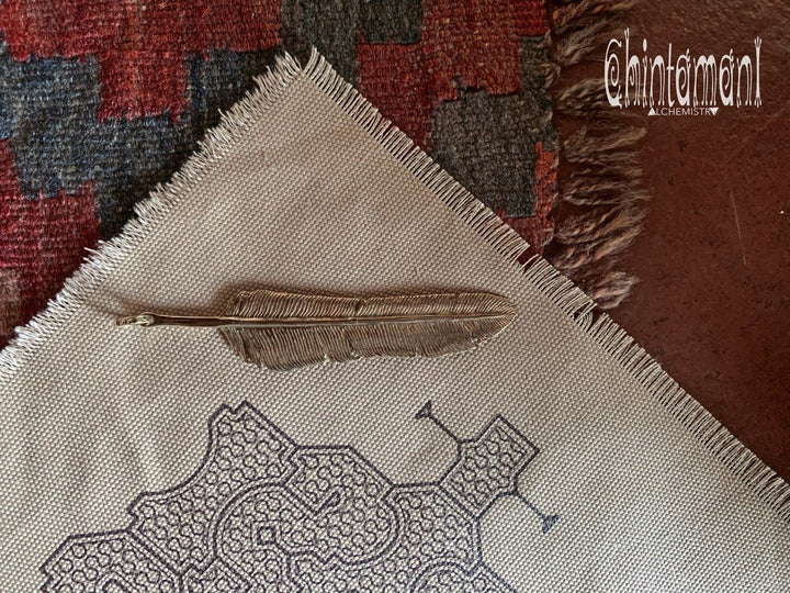 Massive Brass Feather Pendant / Brass - ChintamaniAlchemi