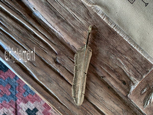 Massive Brass Feather Pendant / Brass - ChintamaniAlchemi