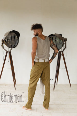 Stone Cotton Twill Trousers - Roderick Charles