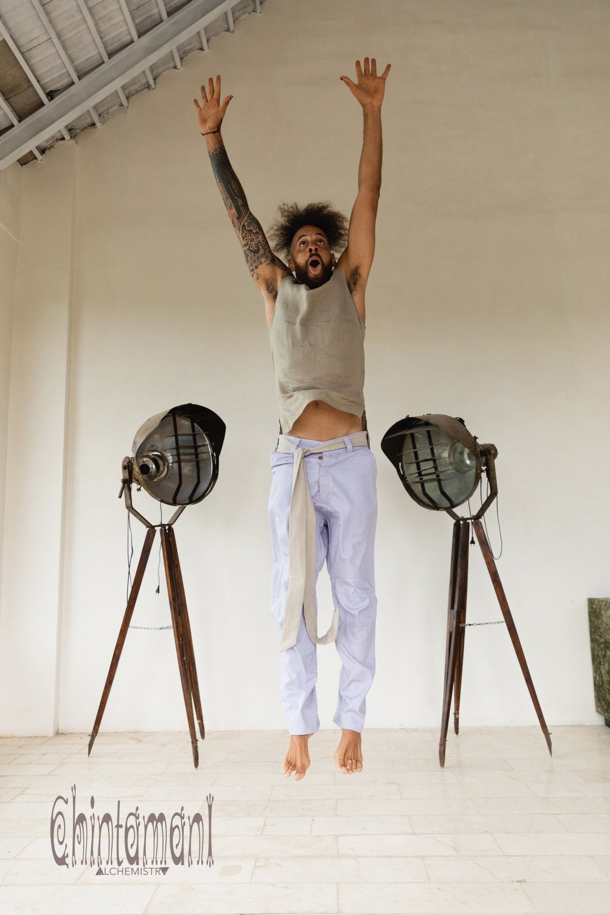 Mens Cotton Twill Long Pants / Light Blue - ChintamaniAlchemi