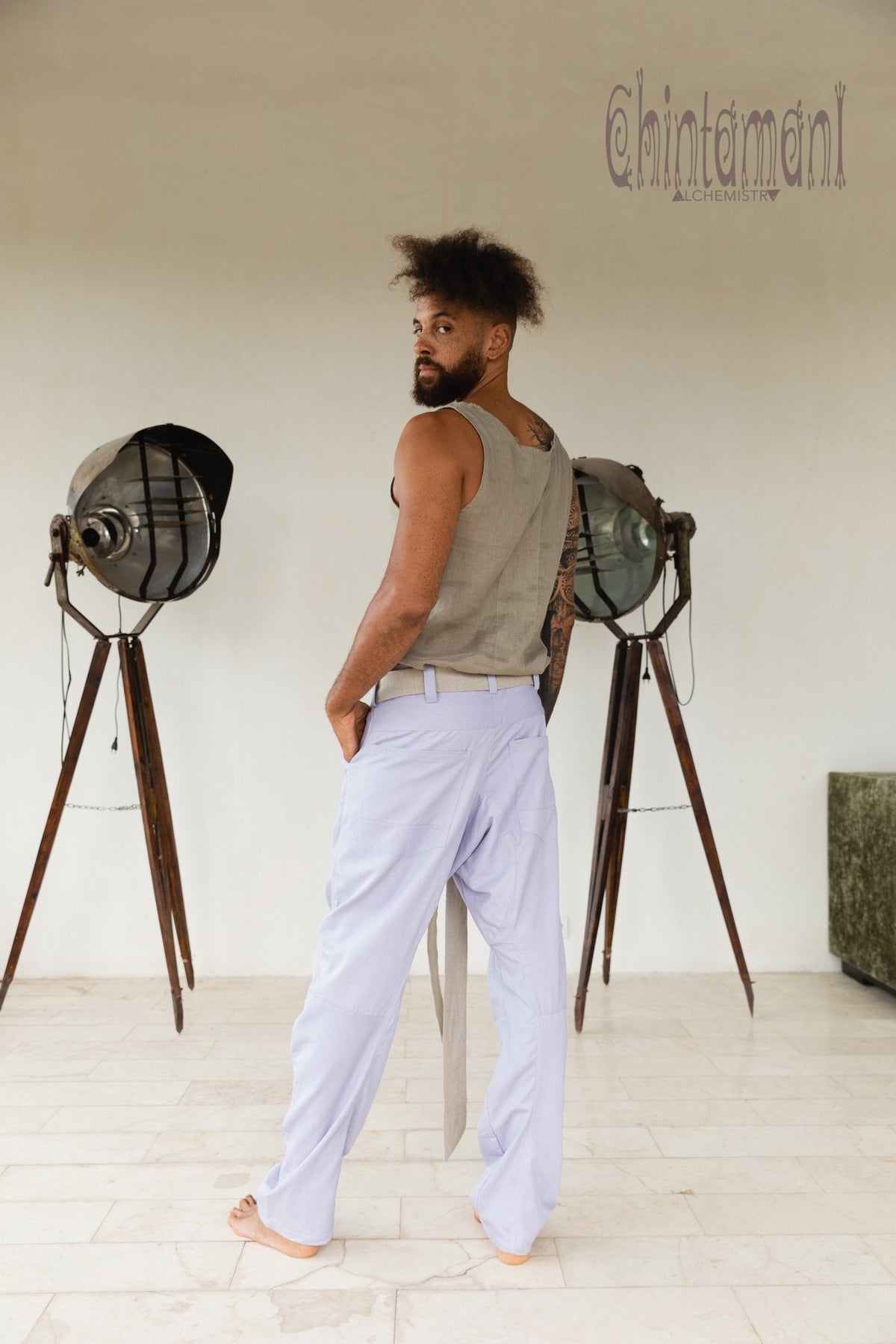 Mens Cotton Twill Long Pants / Light Blue - ChintamaniAlchemi