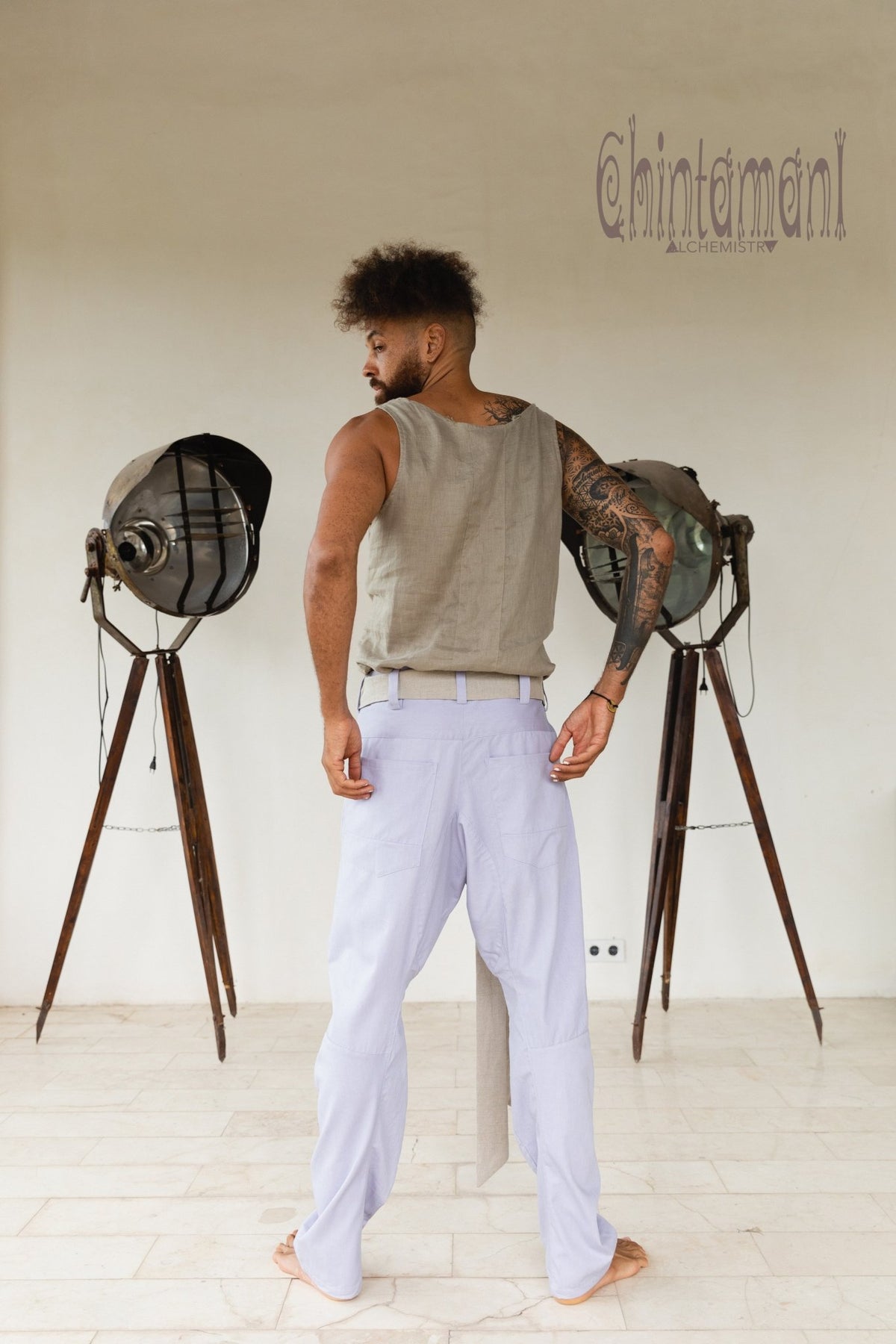 Mens Cotton Twill Long Pants / Light Blue - ChintamaniAlchemi