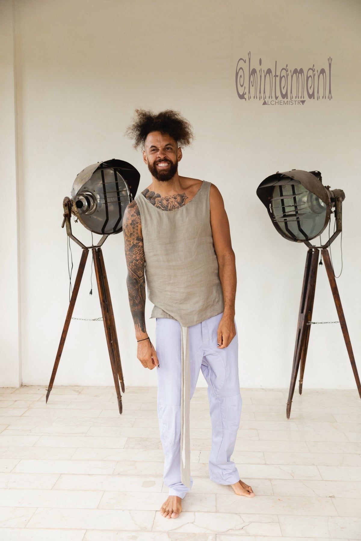 Mens Cotton Twill Long Pants / Light Blue - ChintamaniAlchemi