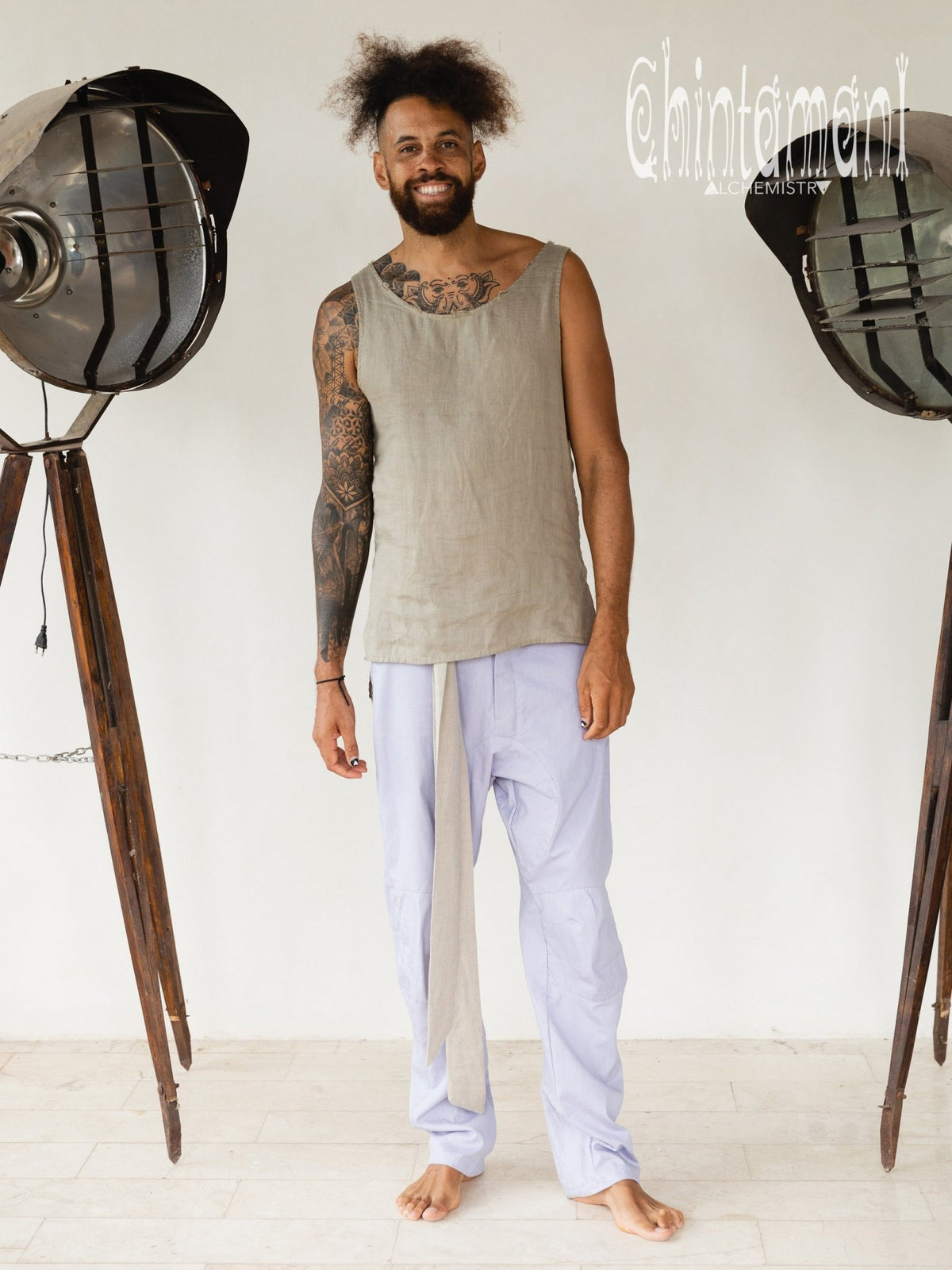 Mens Cotton Twill Long Pants / Light Blue - ChintamaniAlchemi