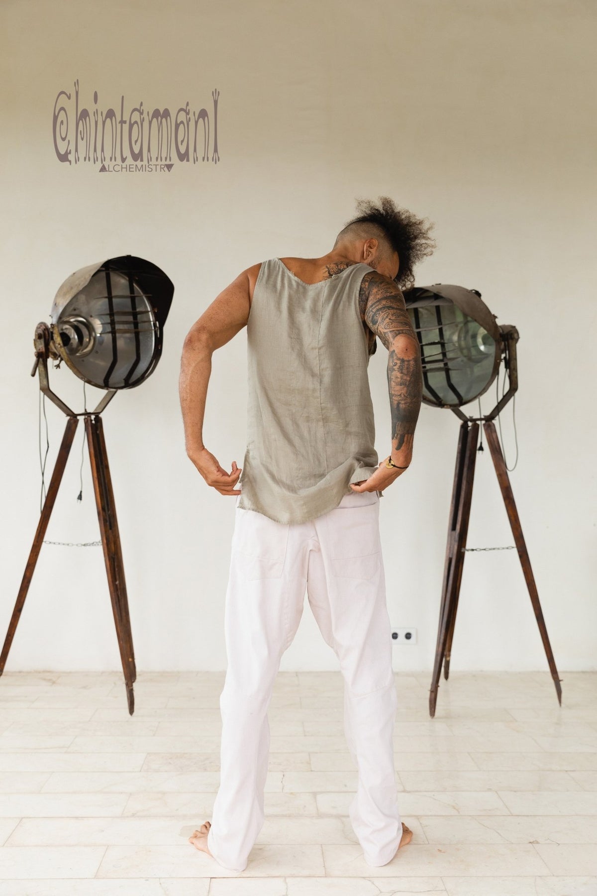 Mens Cotton Twill Long Pants / Light Gray - ChintamaniAlchemi