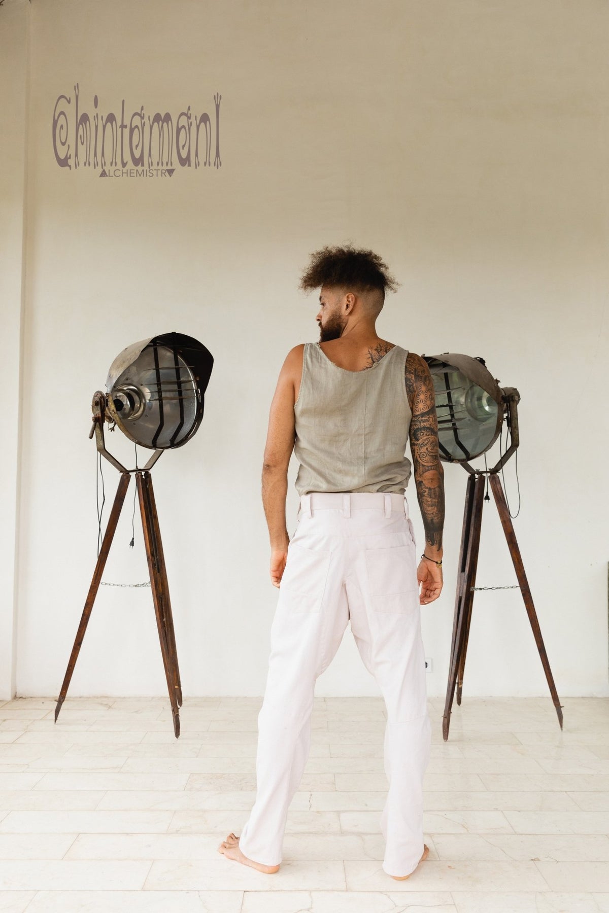 Mens Cotton Twill Long Pants / Light Gray - ChintamaniAlchemi