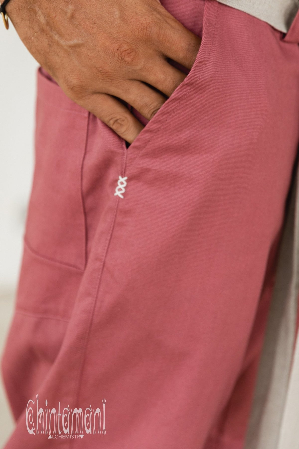 Mens Cotton Twill Long Pants / Raspberry Pink - ChintamaniAlchemi