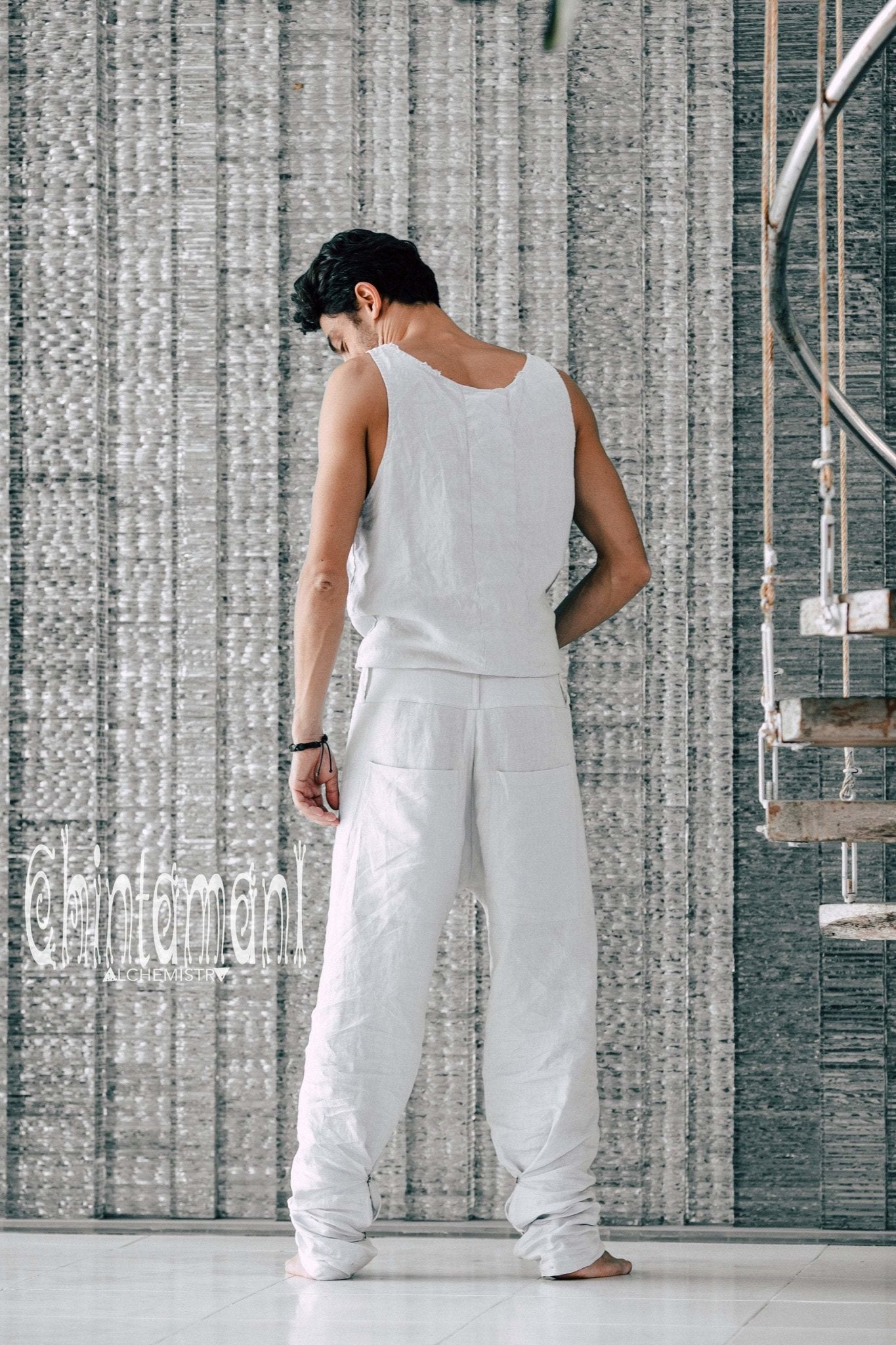 Mens Linen Wrap Pants / Loose Fitting Lounge Boho Trousers / Grey –  ChintamaniAlchemi