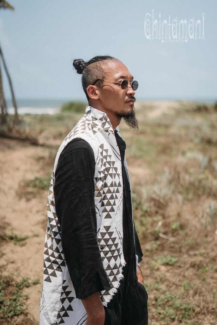 Mens Vest Jacket / Black & White - ChintamaniAlchemi