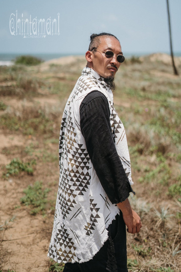 Mens Vest Jacket / Black & White - ChintamaniAlchemi