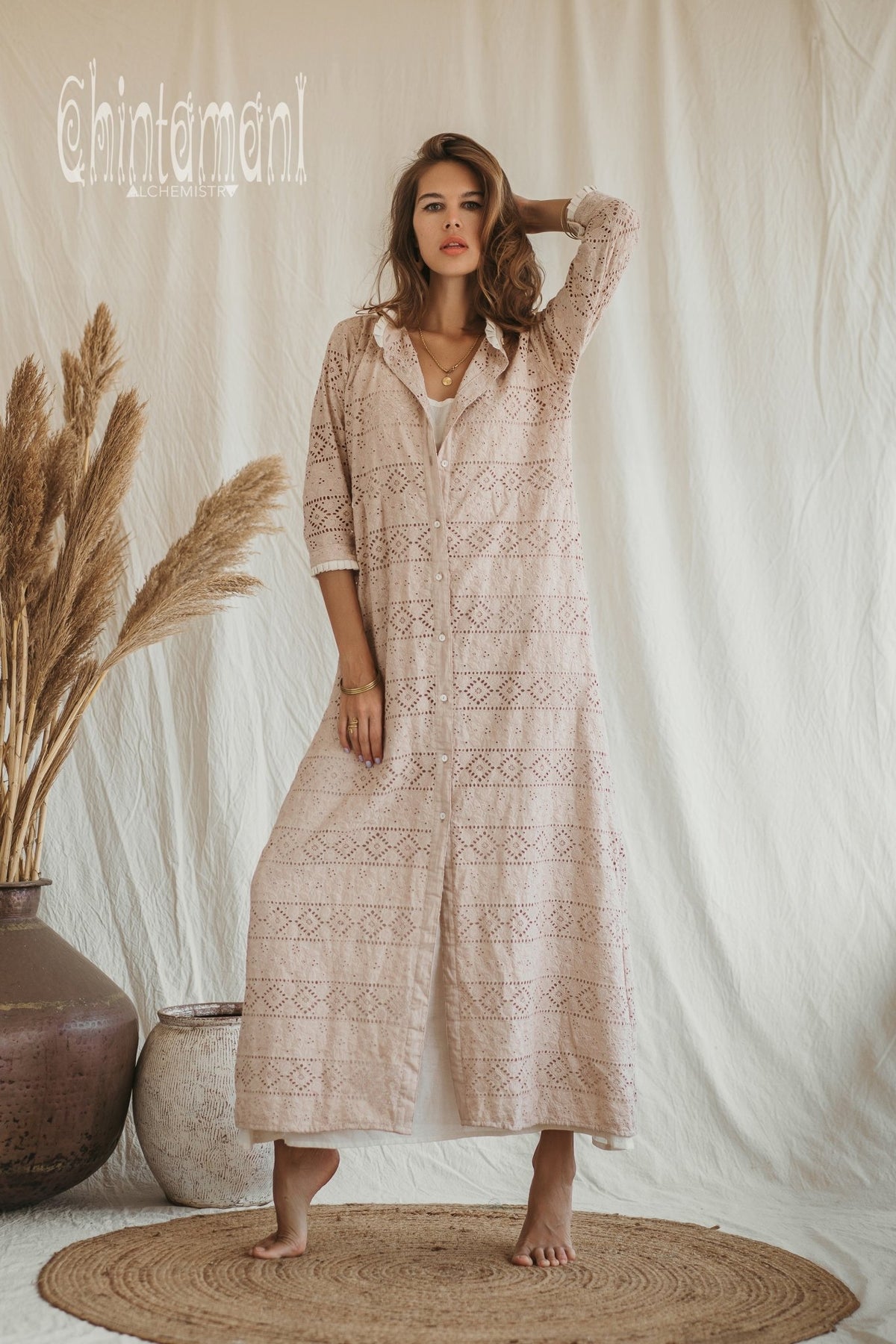 Organic Cotton Double Layer Shirt Dress / Beige - ChintamaniAlchemi