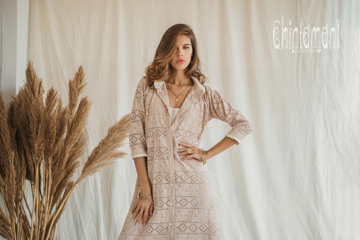 Organic Cotton Double Layer Shirt Dress / Beige - ChintamaniAlchemi