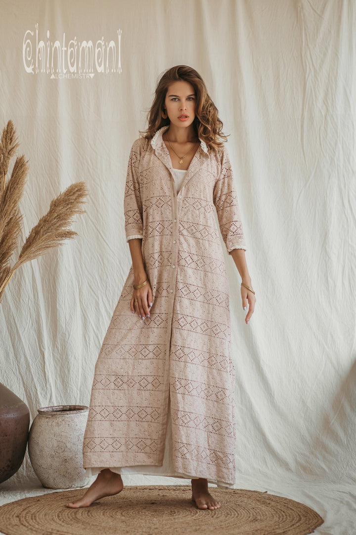Organic Cotton Double Layer Shirt Dress / Beige - ChintamaniAlchemi