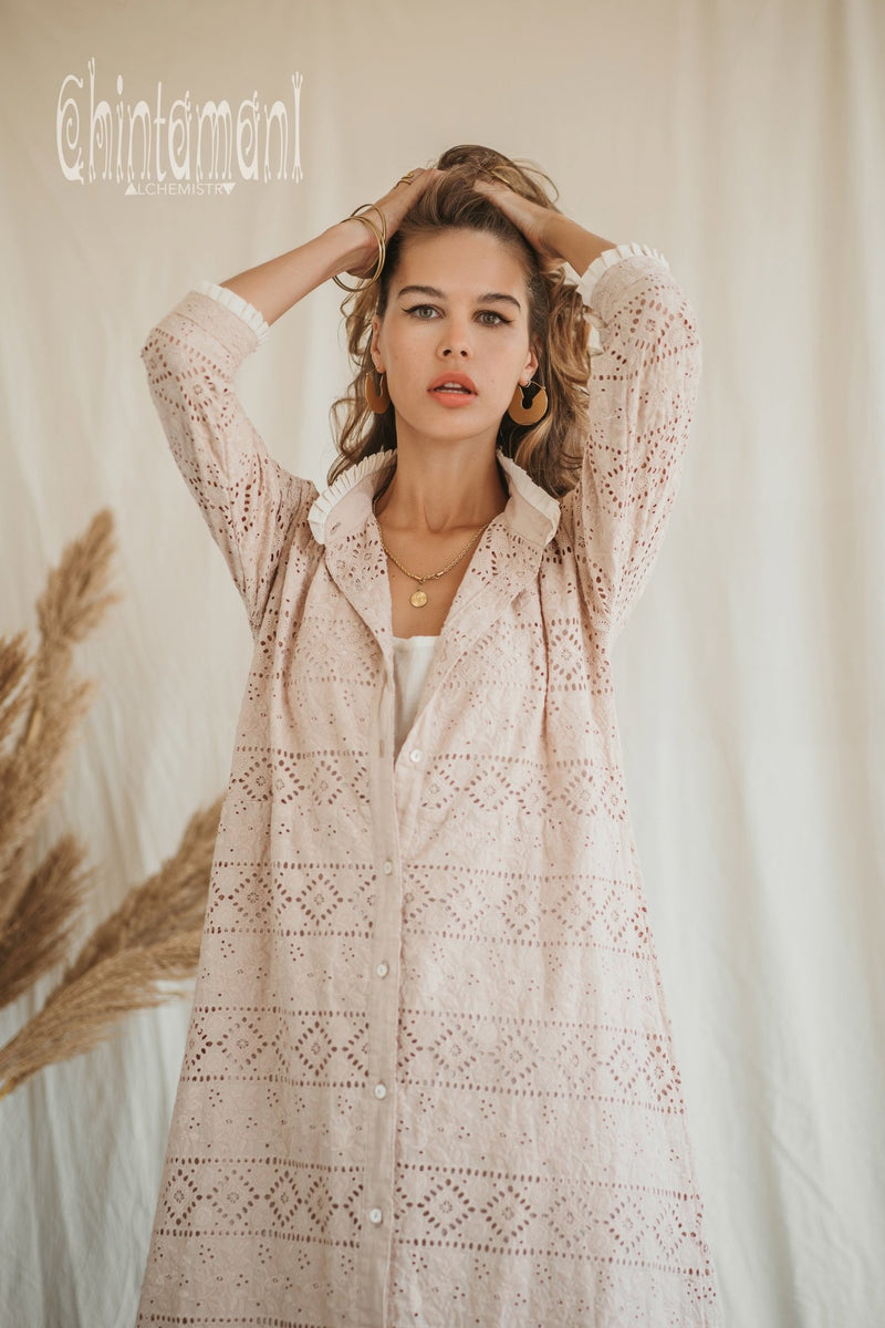 Organic Cotton Double Layer Shirt Dress / Beige - ChintamaniAlchemi