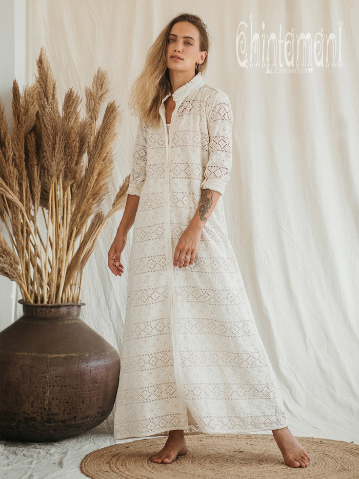 Organic Shirt Dress / Off White - ChintamaniAlchemi L Organic Shirt Dress / Off White - ChintamaniAlchemi L