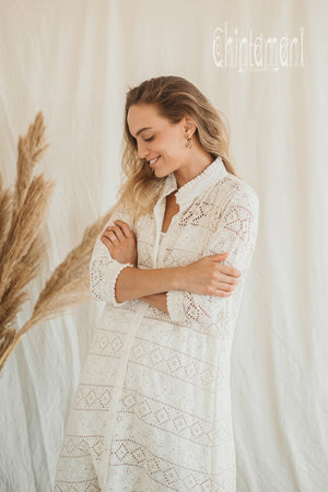 Organic Cotton Double Layer Shirt Dress / Off White - ChintamaniAlchemi