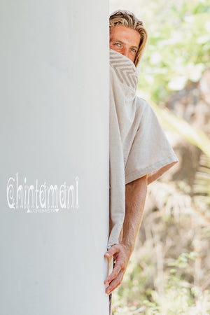 Organic Cotton Hooded Shirt for Men / Nomad Ripped Tunic / Gray - ChintamaniAlchemi