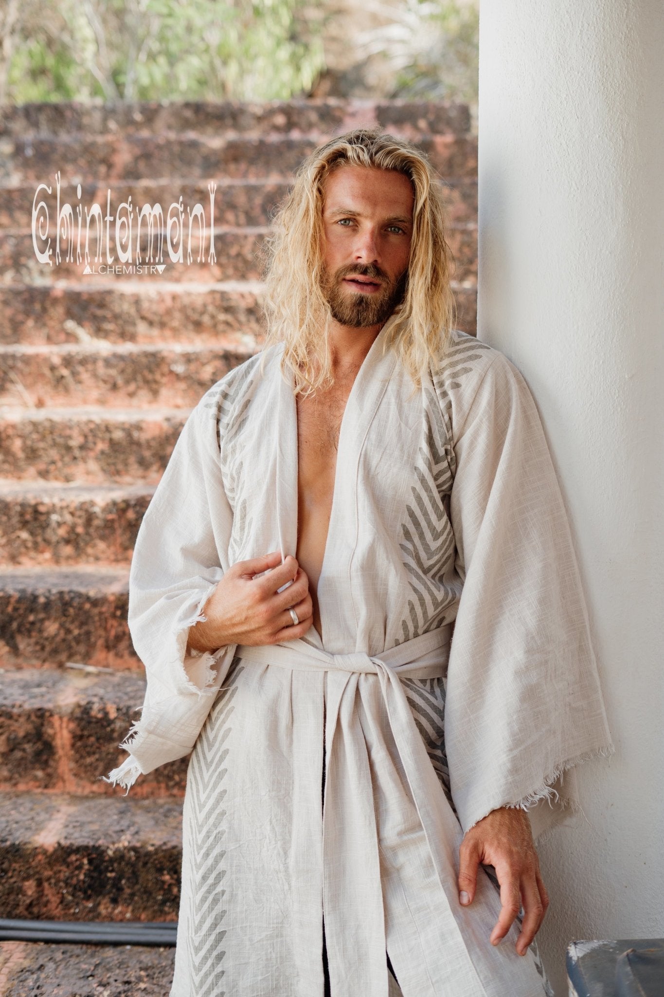 Organic Cotton Kimono Robe / Cardigan for Men / Gray