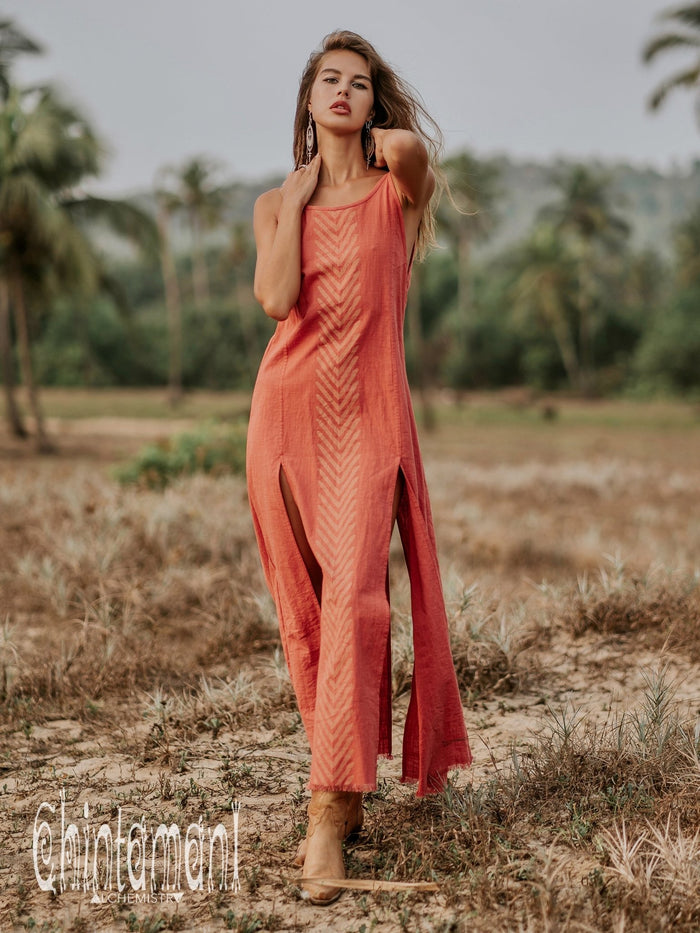 Organic Corner Dress / Coral Rose - ChintamaniAlchemi S Organic Corner Dress / Coral Rose - ChintamaniAlchemi S