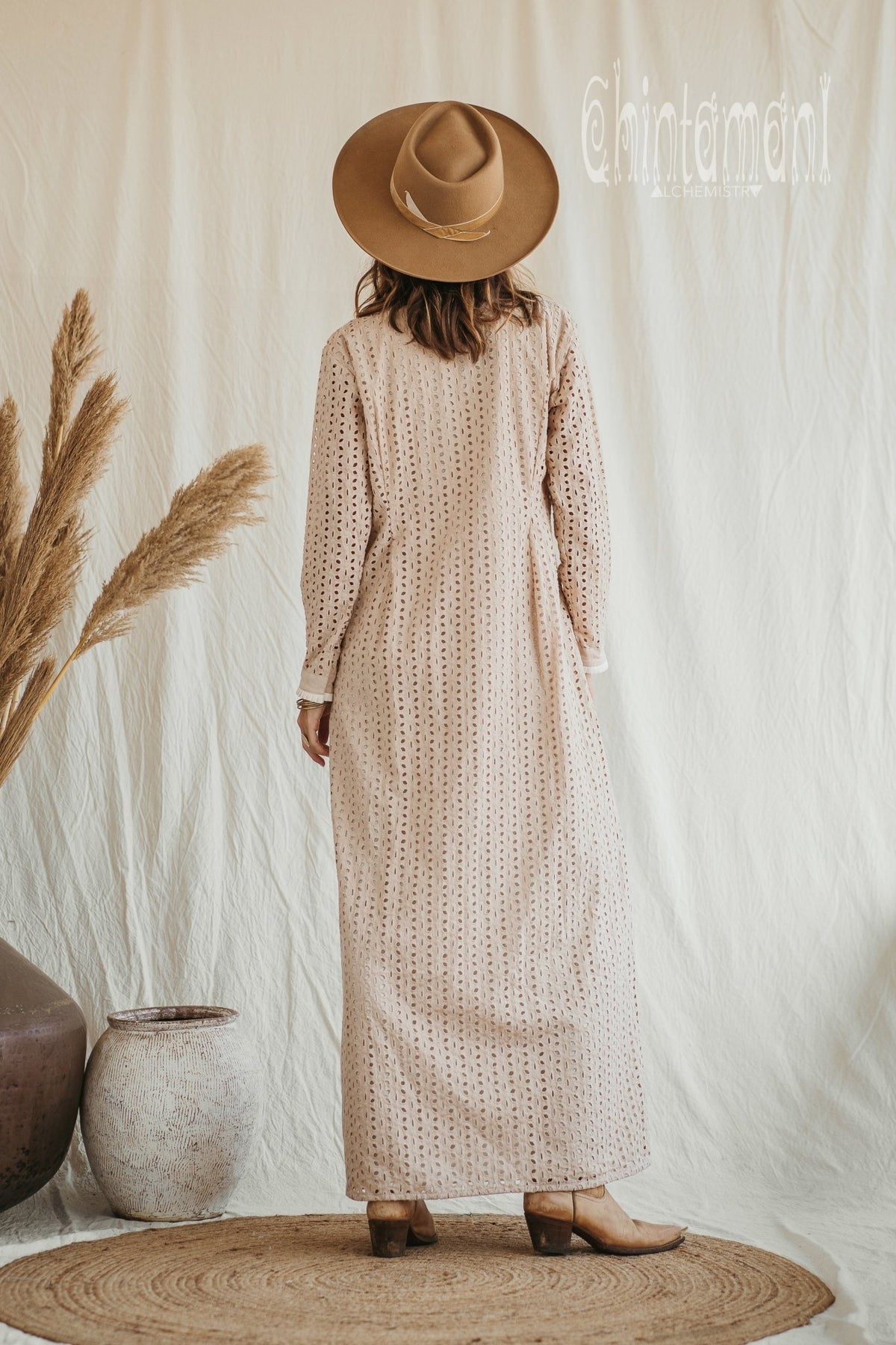 Organic Cotton Maxi Shirt Dress / Beige - ChintamaniAlchemi