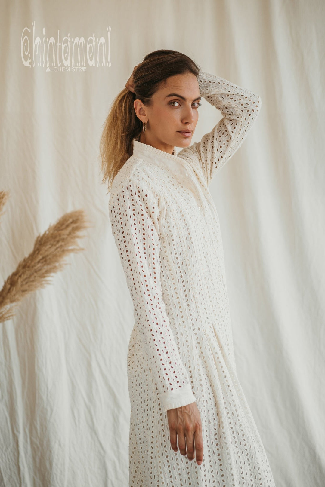 Organic Cotton Maxi Shirt Dress / Off White - ChintamaniAlchemi