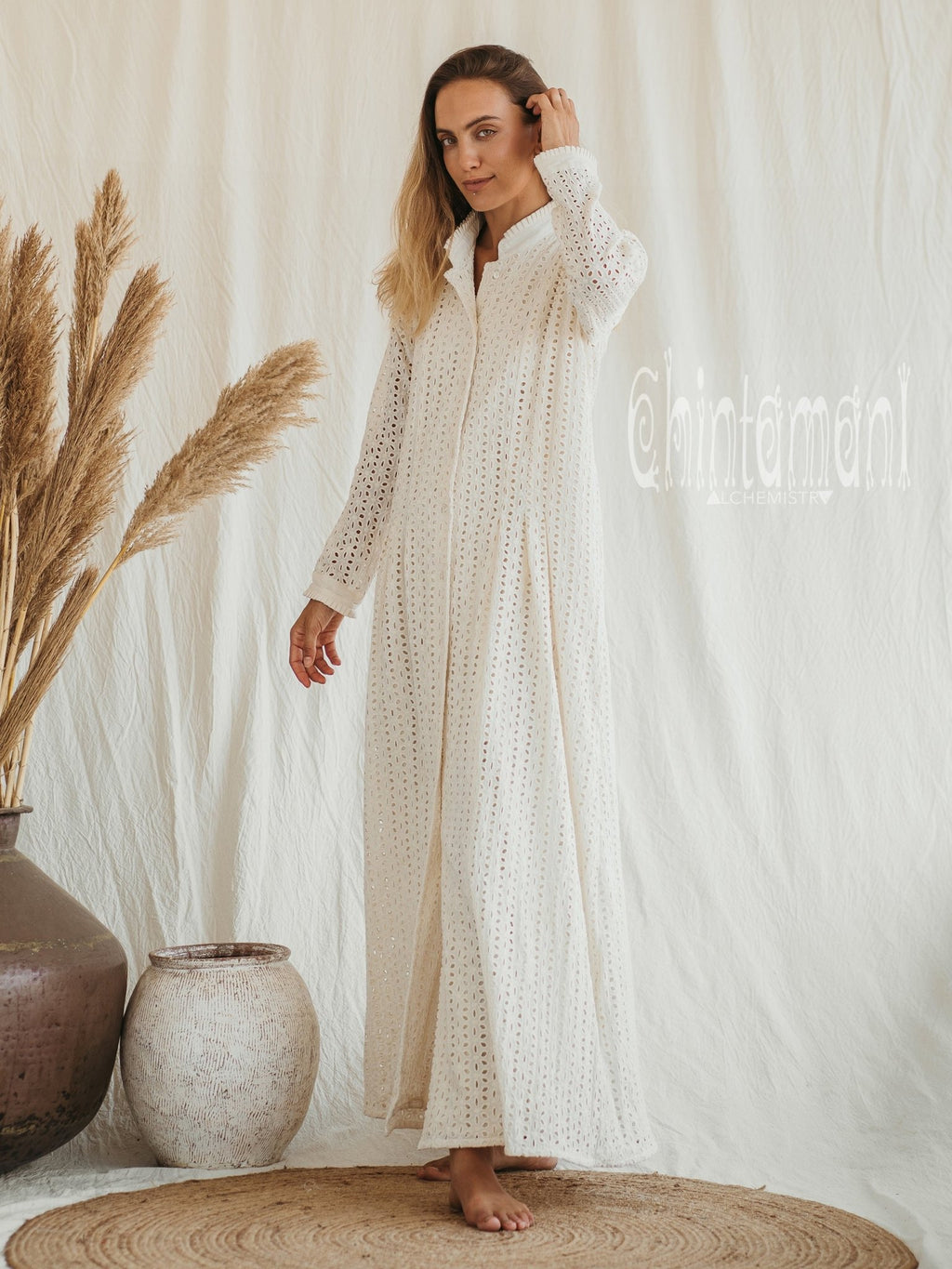 Linen Fringe Boho Shirt Dress for Women / White – ChintamaniAlchemi