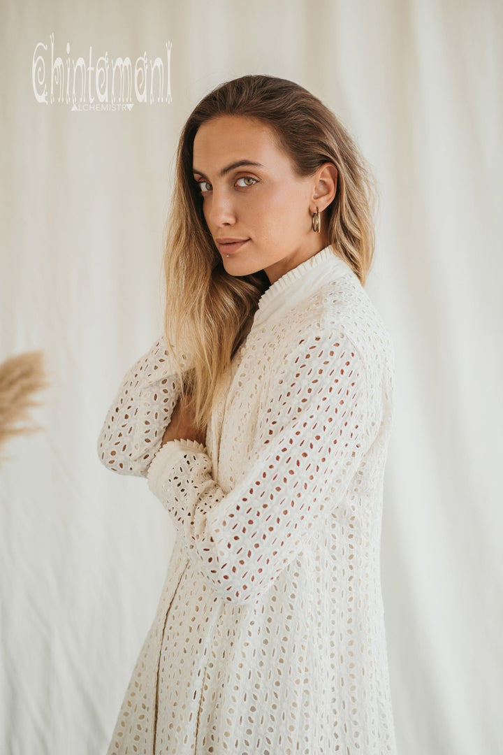 Organic Cotton Maxi Shirt Dress / Off White - ChintamaniAlchemi